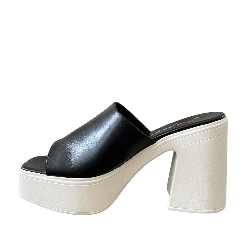FREE PEOPLE Zoe Platform Slide Sandals Slip On Leather Black Size 39.5 / US 9.5 - Picture 1 of 12